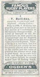1926 Ogden’s Famous Rugby Players #4 Tom Holliday Back